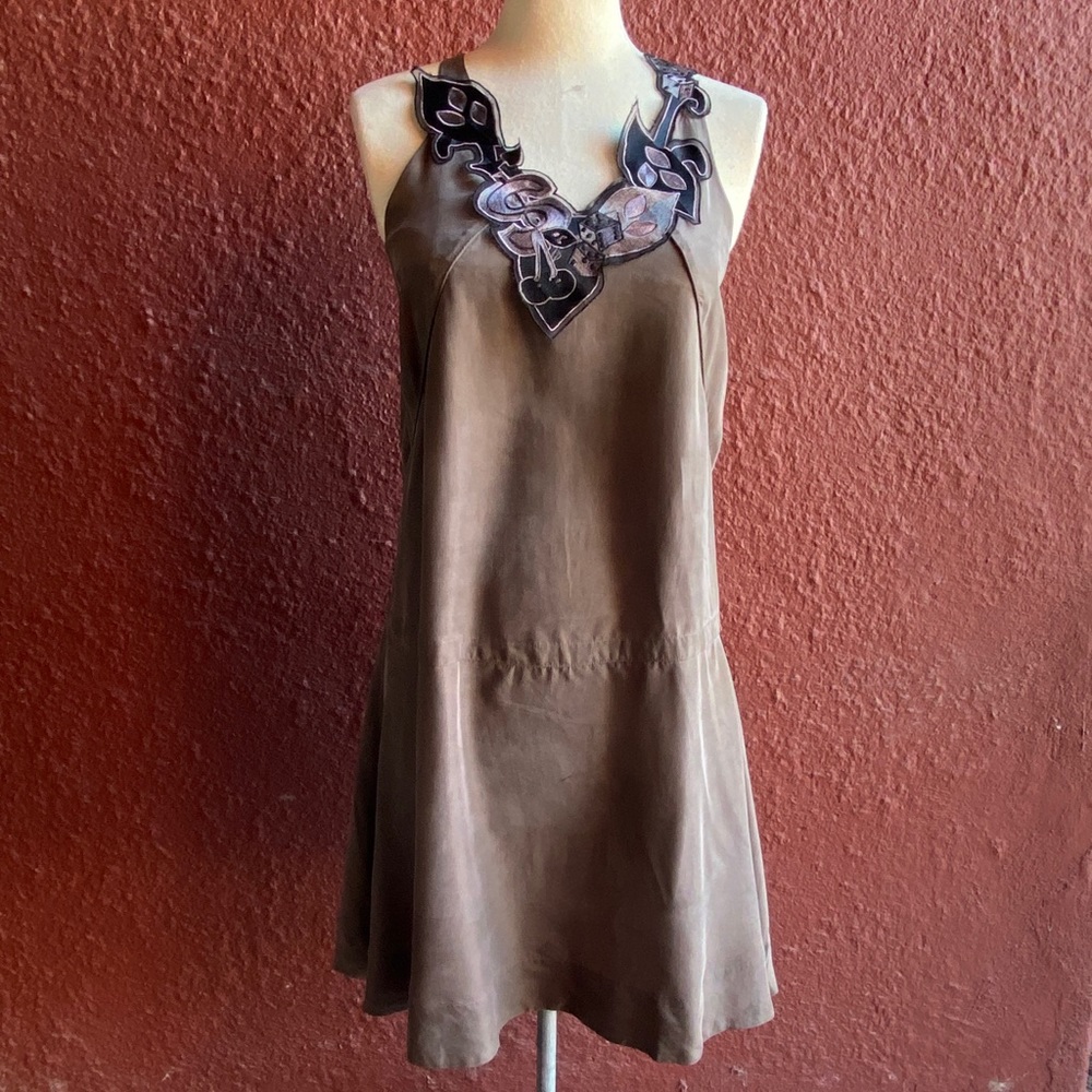 Diesel Brown Mini Dress with Black Embellishments